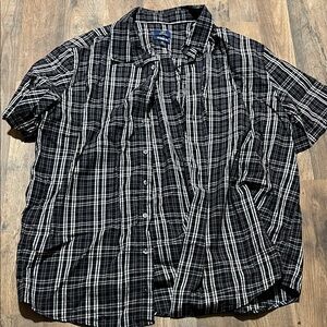 George Men's Black and White Plaid Shirt